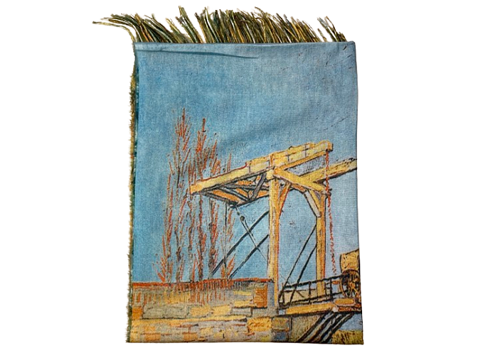 V. van Gogh paveikslo motyvais ypatingo grožio dvipusė kašmyro skara šalis