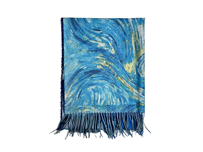 V. van Gogh paveikslo motyvais kašmyro skara šalis gražios mėlynos spalvos
