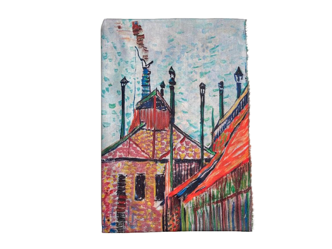 V. van Gogh paveikslo motyvais dvipusė kašmyro skara šalis 