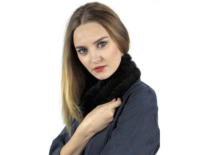 Megzta audinės kailio galvos juosta ir šalikėlis